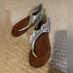 MIA Snake Print Sandals with Brown Sole